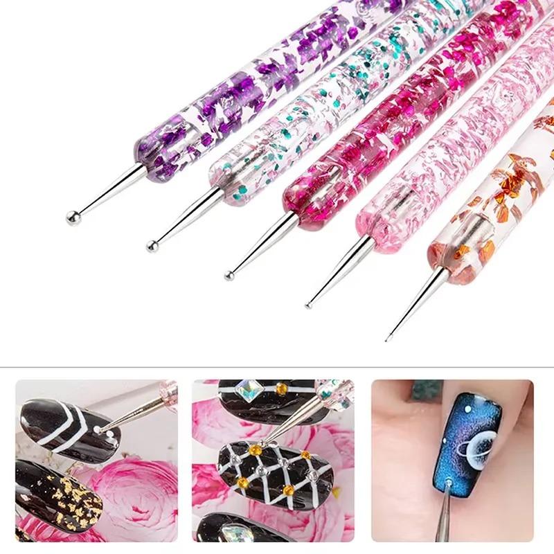11Pcs Set Portable Nail Art Dotting Pen Crystal Beads Handle Dual-ended Drawing Painting Rhinestones Gems Pens Manicure Tools