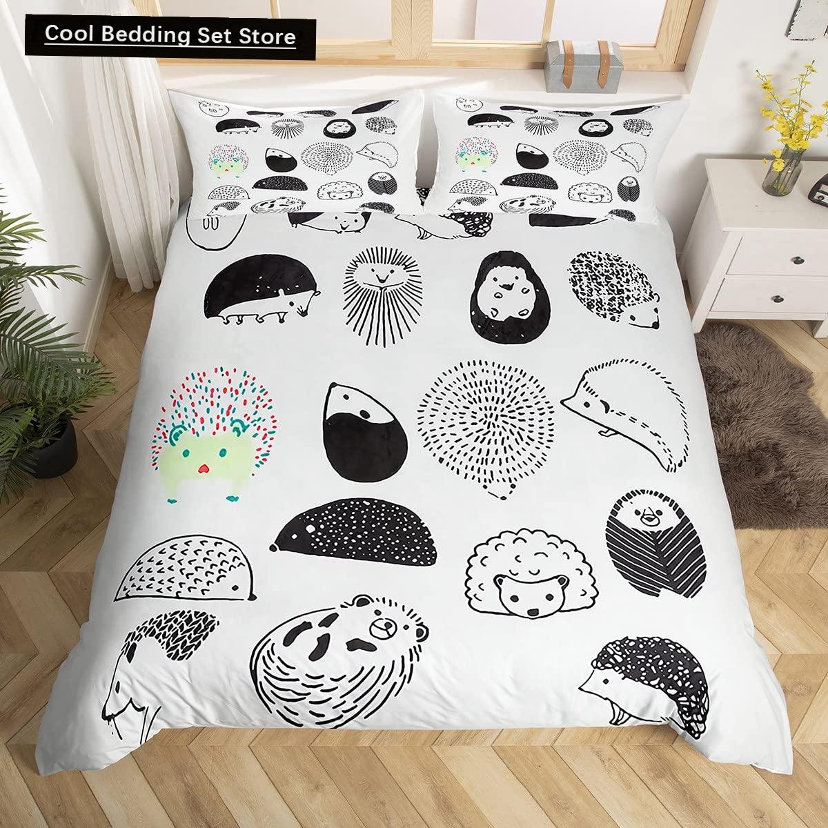 

Comforter Cartoon Hedgehog King Queen Rainbow Iridescent Bedding Set For Kids Girls Boys Starry Sky Animal 2/3Pcs Comforter (quilt)-EU Single(135*200cm)3pcs