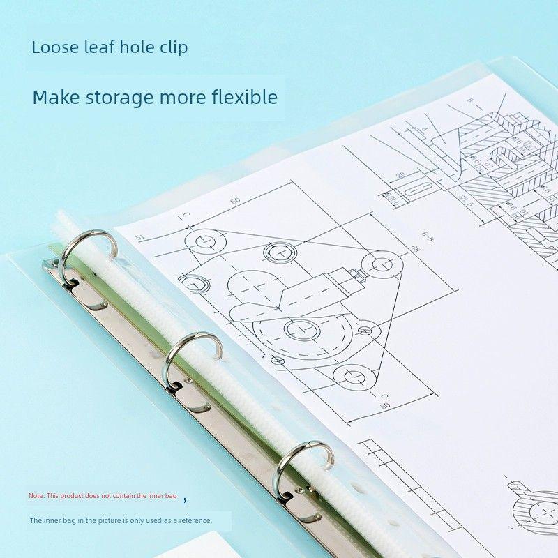 Paper Clip Color Transparent Insert Shell A4 Paper Clip with Holes 4-Hole Set Binding Perforation Info Booklet Student Storage Storage Test Paper Clip