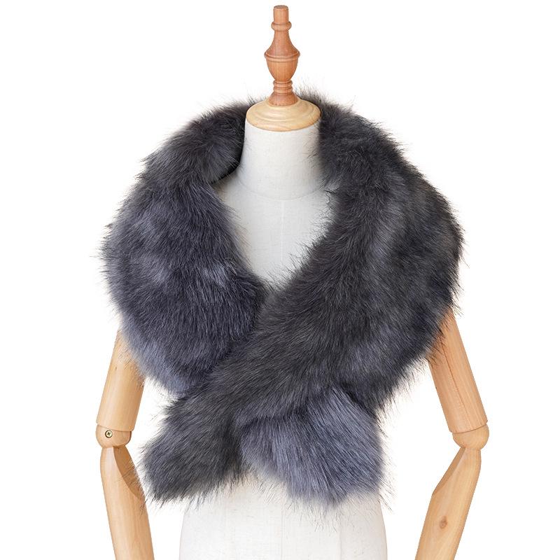 2024 Faux Fox Fur Shawl Scarf - Elegant Winter Plush Neck Warmer for European and American Styles