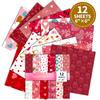 12 Pieces Of Red Love Material Paper Valentine'S Day Qixi Festival Mother'S Day Gift Box Decorative Gift Wrapping Paper
