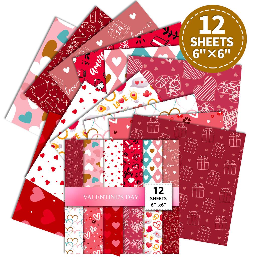 12 Pieces Of Red Love Material Paper Valentine'S Day Qixi Festival Mother'S Day Gift Box Decorative Gift Wrapping Paper