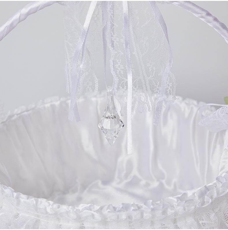 European Style Milky White Flower Girl Basket for Weddings