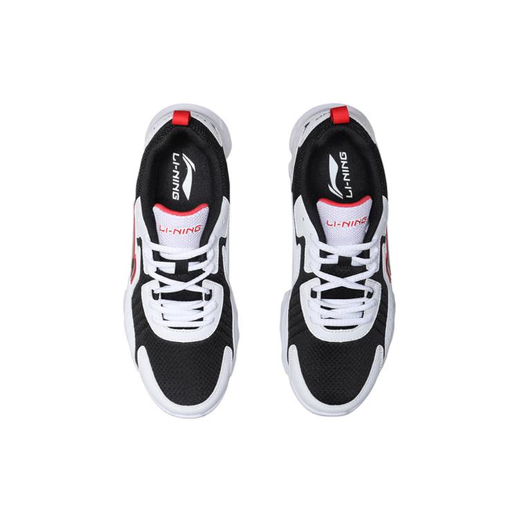 Li Ning Abrasion Resistant Breathable Low top Running Shoes Women's White Black Red ARHP324-4