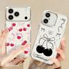 Bowknots Cherry Pattern Case For iPhone 17 Pro Max Plating Lens Frame Clear Soft Cover For iPhone 16 15 14 13 Pro Max 11 16E 17E