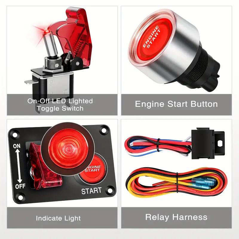 12V Rennwagen Starter Start Stopp Knopf Zündung Licht Kippschalter Panel Automobilzubehör Für Boot Atv Utv