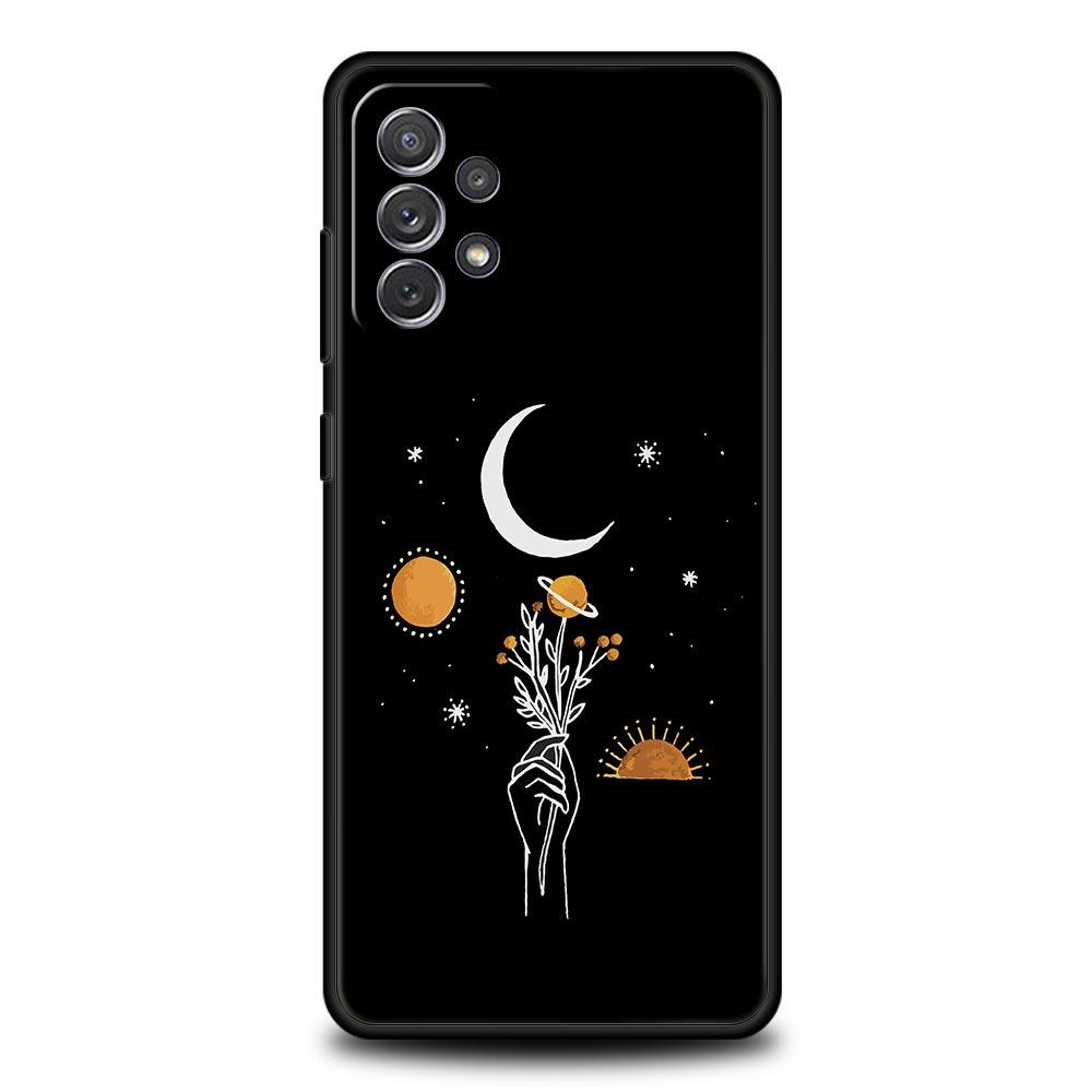 Simplicity Line Art Sun Moon Case For Samsung A15 A13 A51 A71 A41 A31 A21S A03S A05 A12 A32 A52 A23 A25 A33 A53 A73 5G Cover