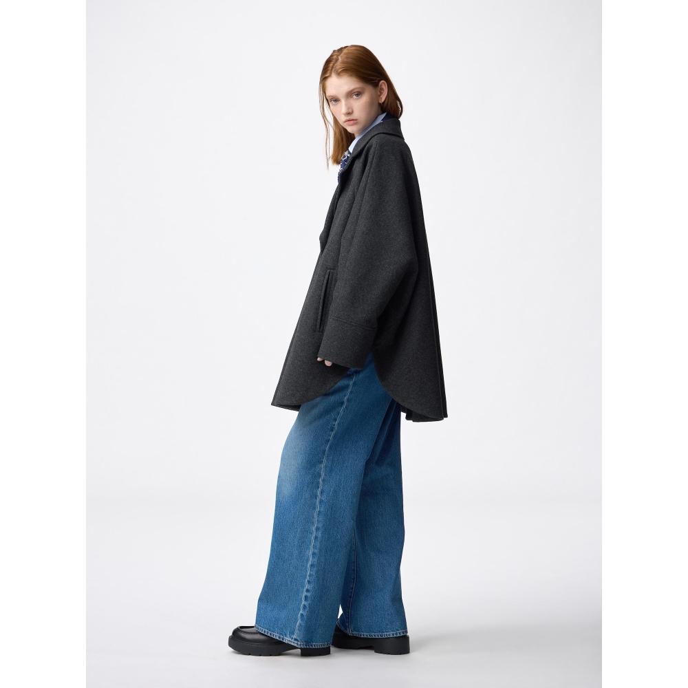 Gu By Uniqlo Cozy Melton Cape Coat Z+e