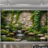 2D Serene Japanese Zen Garden Waterfall Photography Background