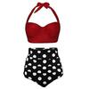Set Bikini Două Piese cu Talie Înaltă cu Sutien cu Arcuri Curele Reglabile și Slip cu Volane pentru Femei Costume de Baie Îmbrăcăminte de Plajă