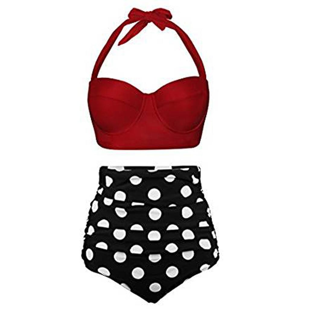 Set Bikini Două Piese cu Talie Înaltă cu Sutien cu Arcuri Curele Reglabile și Slip cu Volane pentru Femei Costume de Baie Îmbrăcăminte de Plajă