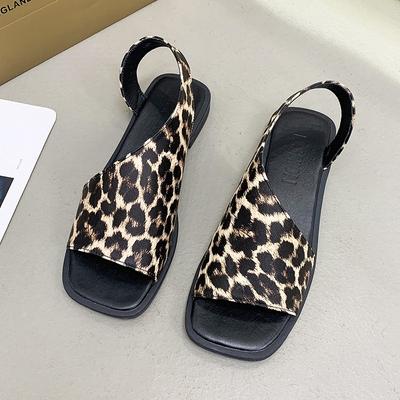 New Women's Casual Shoes Flip-flops Flat-bottomed Large-sized Square-toed Square-heeled Slippers