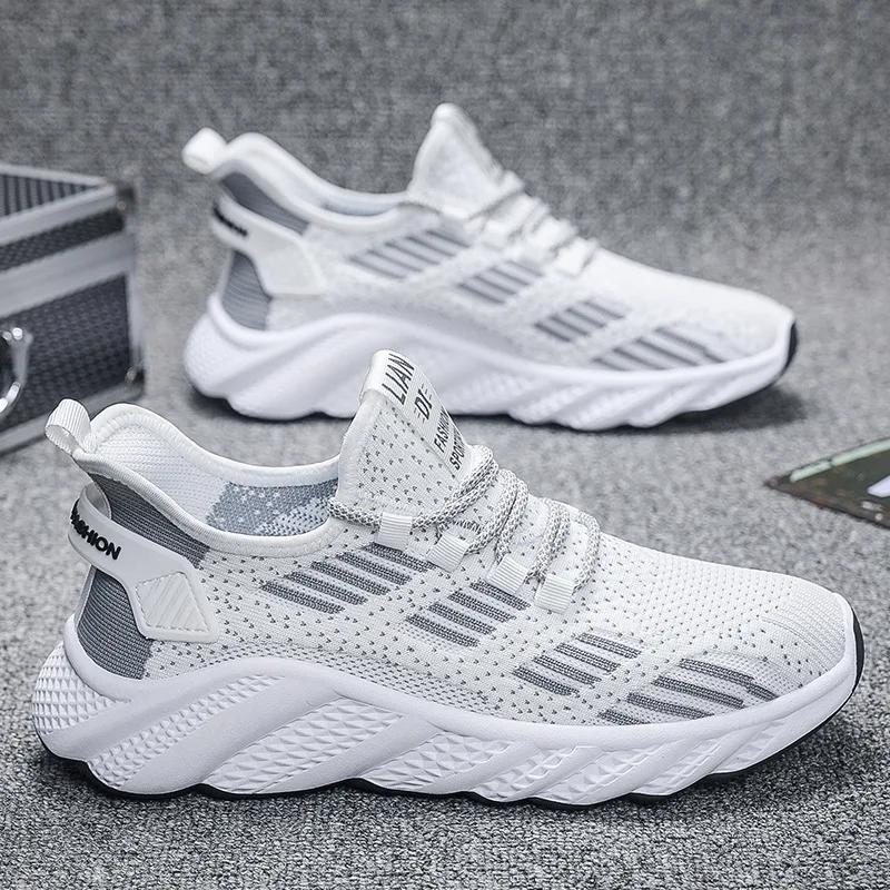 Fashion Spring 2025 New Breathable Men's Sneaker Shoes Mesh Men's Shoes Casual Fly-woven Running Shoes