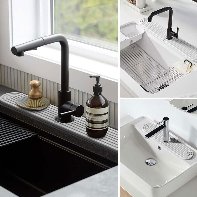 Fast Drying Faucet Mats for Kitchen Bathroom Sink Splash Guard Water Absorbent Stone Sink Tray Faucet Diatomite Mats