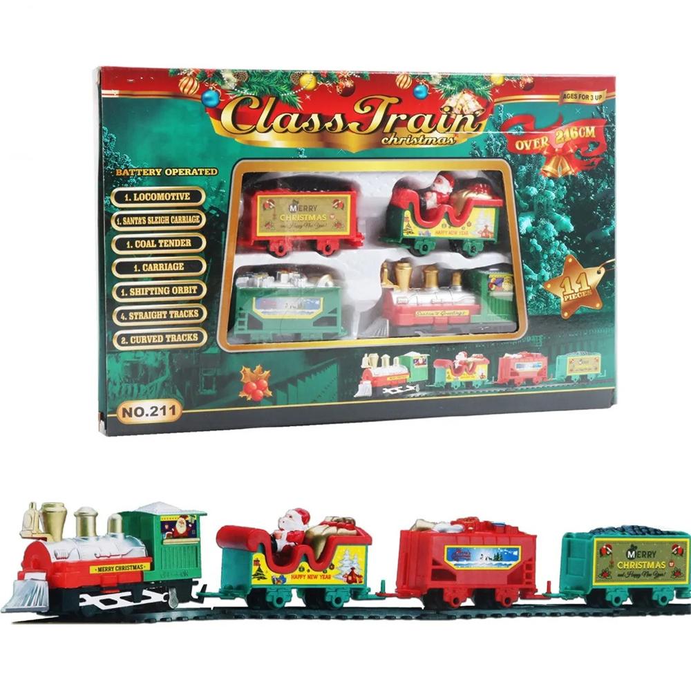 Funny Electric Christmas Train Gift Mini Locomotive Model With Santa Claus Railway For Kids Toys Party Home Xmas Tree Decoration