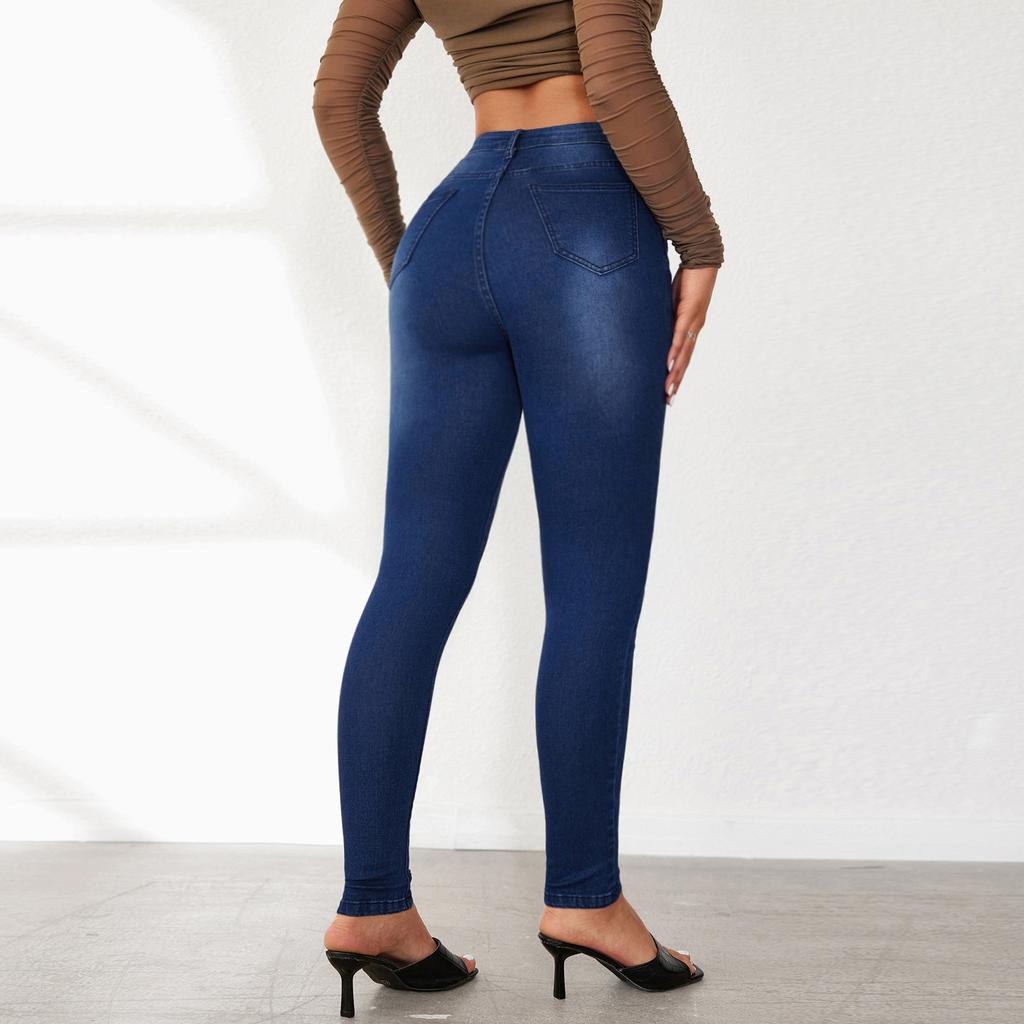 Spring and Autumn Women's Pants High Stretch Calf Pants Hip Lifting Jeans