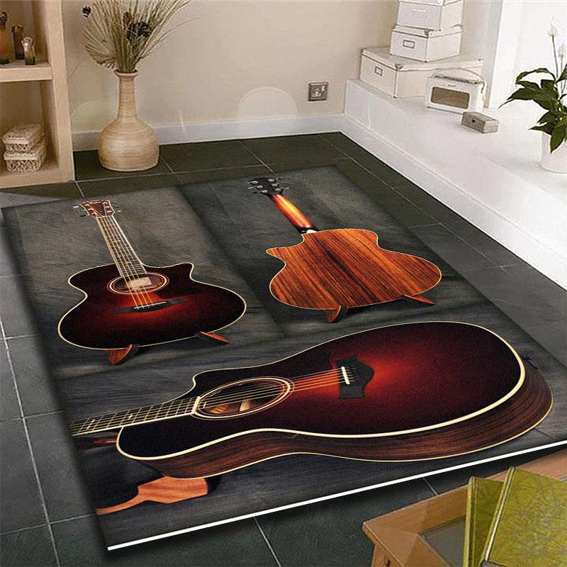 Music Is The Voice Of The Soul Guitar Printed Carpet for Living Room Rugs Camping Picnic Mats Anti-Slip E-sports Rug Yoga Mat