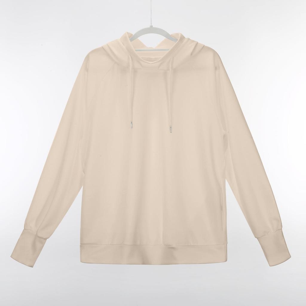 Women's Fashion Casual Long Sleeve Solid Color Hooded Sweatshirt Tops