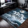White horses moon night ocean rug fantasy art living room carpet magical animal print floor mat dreamy home decor