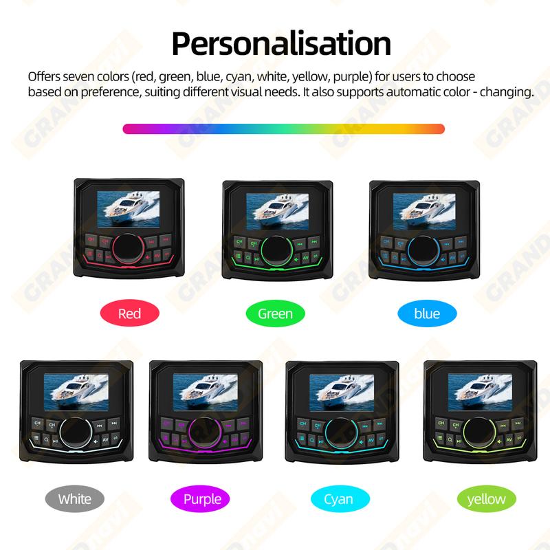 Marine RadioMP5 Player Boat Stereo For Yacht RV ATV UTV Golf Cart FM AM RDS Digital Media Audio Bluetooth IPX5 Waterproof