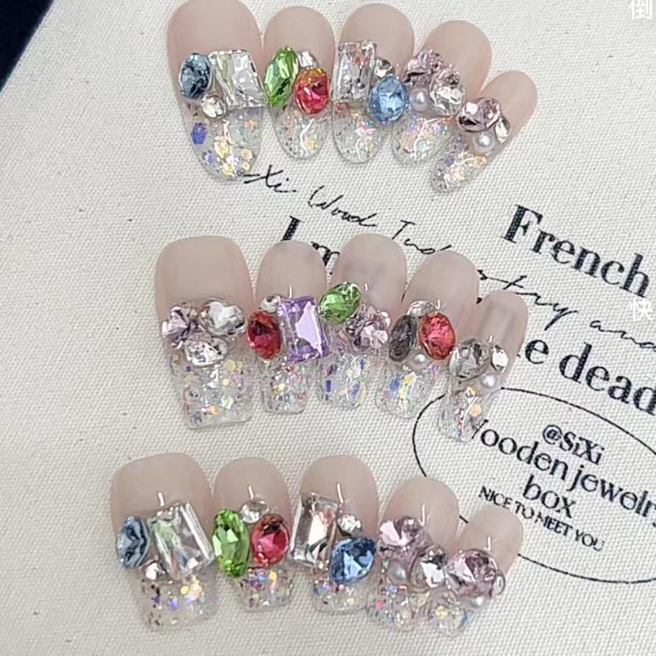 Pure Hand-made Phototherapy Wearable Nail Color Candy Product Reusable Nail Art Patches Can Be Removed