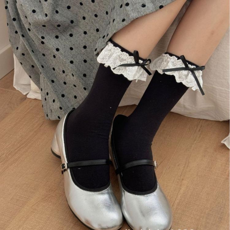 New Autumn Jk Lace Thigh Cotton Socks Lolita Girl High-tube Women's Over-the-knee Socks Sweet Short Women's Cotton Socks