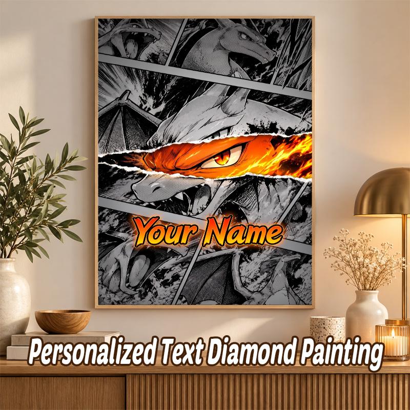 Charizard Custom Name Diamond Painting Personalized 5D Full Drill DIY Diamond Art Home Decor