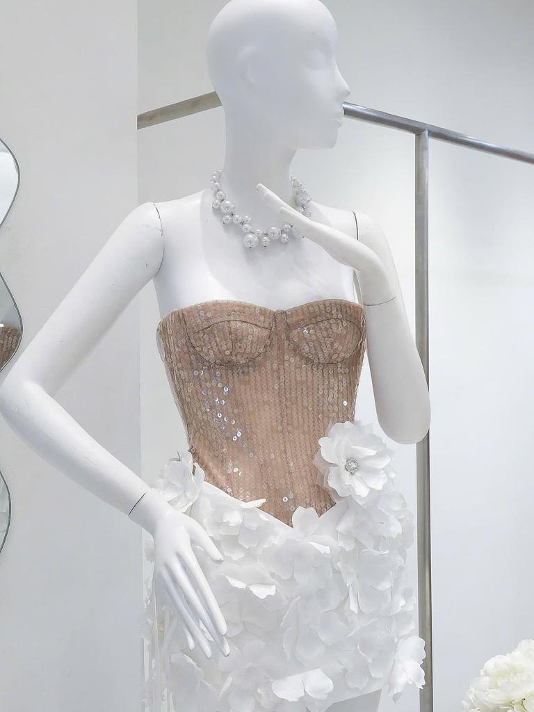 Vietnamese Designer 2026 Spring/Summer Sequin Strapless Sweet Party Dress