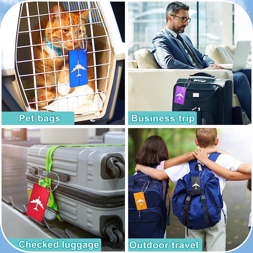 5 Peças de Etiquetas de Bagagem de Avião de Alumínio Amigáveis à TSA Etiquetas de Identificação para Mala de Viagem