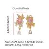 Multicolor Zirconia Floral Leaf Copper Charms, Golden Plated DIY Pendants for Earring Necklace Craft Making
