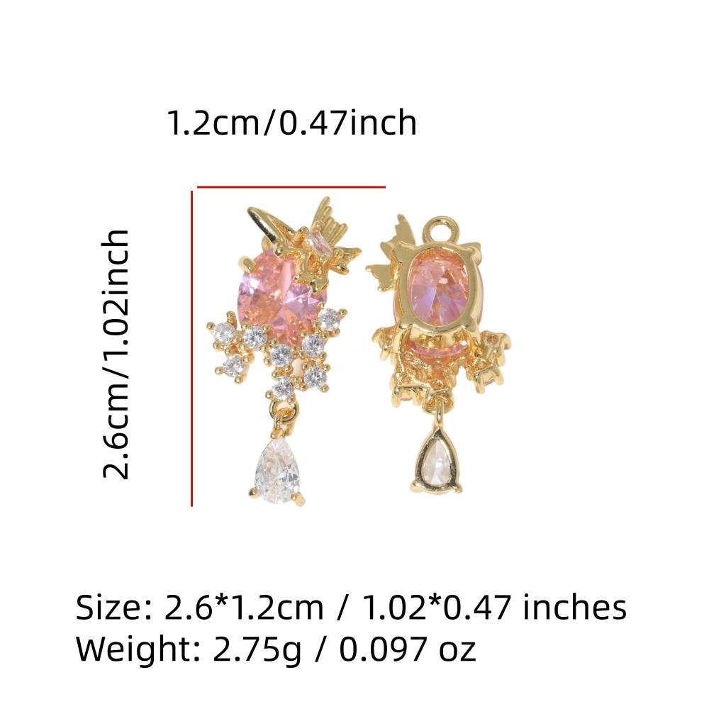 Multicolor Zirconia Floral Leaf Copper Charms, Golden Plated DIY Pendants for Earring Necklace Craft Making