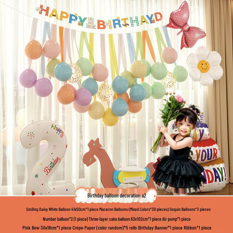 Xiaohongshu First Birthday Balloon Decoration Set for Boys and Girls: Party Background Scene Arrangement