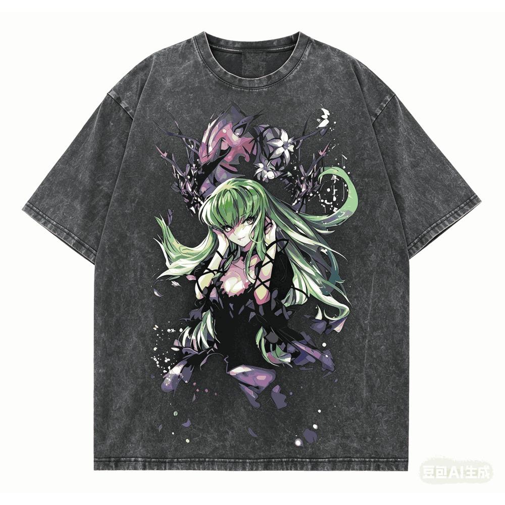 T-shirt lavata Code Geass Abbigliamento personalità Nuovo modello T-shirt anime Abbigliamento per tutto l'anno Coppie Taglie forti Unisex Classico