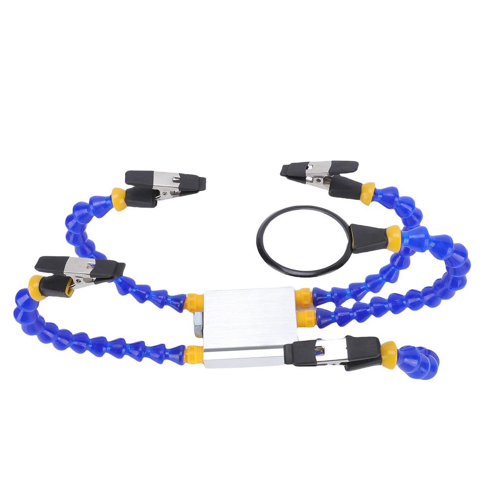 Soldering Helping Hand 4 Flexible Clamps and Magnifying Glass with Aluminum Alloy Base for Electronic Repair Industrial