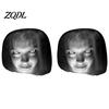 Eerie Car Interior Styling Realistic Horror Headrest Covers, Double Sided Scary Passenger Decorative Sleeves Illusion Seat Protector, Universal