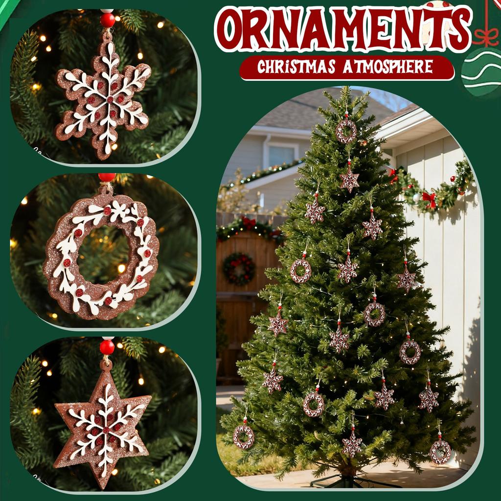 Wooden Gingerbread Pendants, Christmas Tree Decoration Pendants, Snowflake  Pendants, Atmosphere Decoration Items