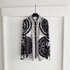 Light Luxury French Old Money Style Retro Rope Chain H Home Positioning Printing Long-sleeved Shirt Women's Fashion Shirt
