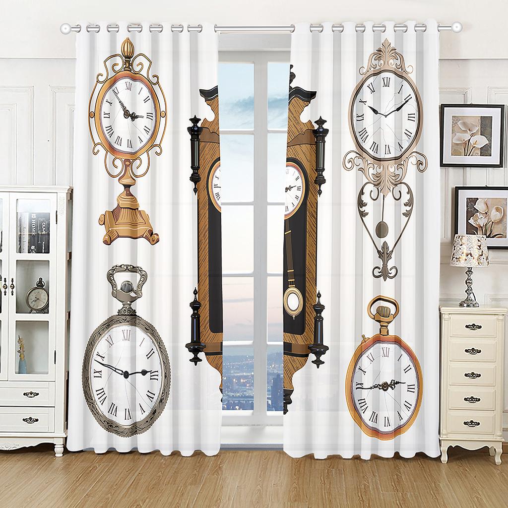 Clock Watch Gear Machine Gold Luxury Window Curtains In Kids Bedroom Living Room Hall Treatments Kitchen Decor Drapes Blinds