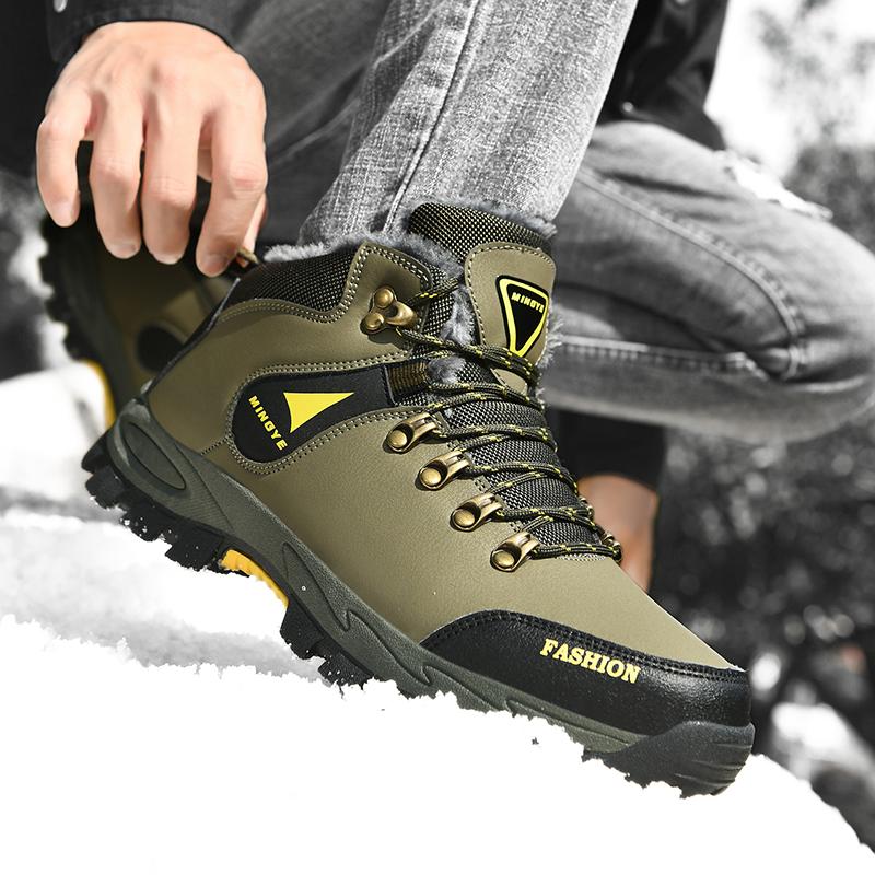 39-47 Men's Outdoor High-top Wear-resistant Non-slip Hiking Shoes Large Size Snow Boots