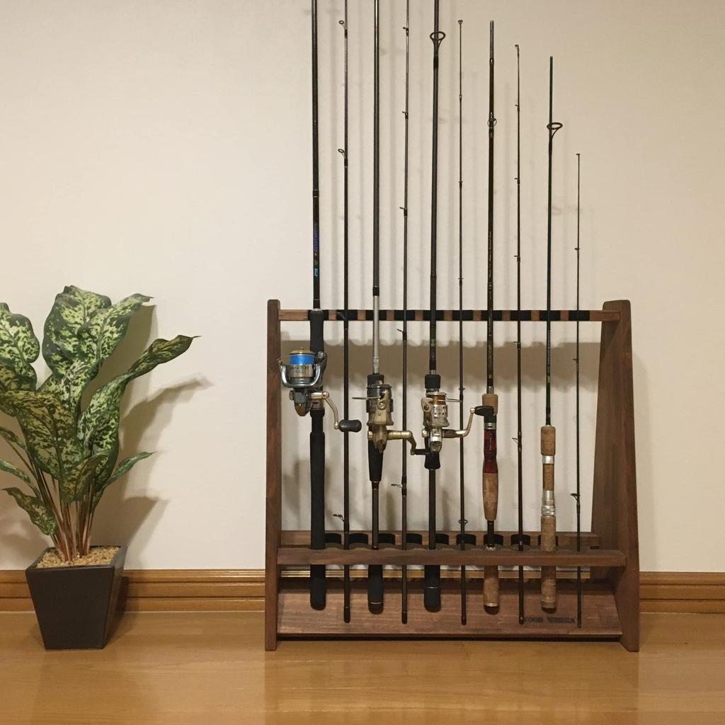 WOOD WORKS Made in Japan Rod stand for 19 rods on both sides Body Felt [Brown] [Black]