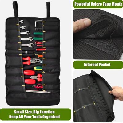 Tool Roll Bag Portable Canvas Waterproof Multifunctional Tool Organization Roll Bag for Woodworking