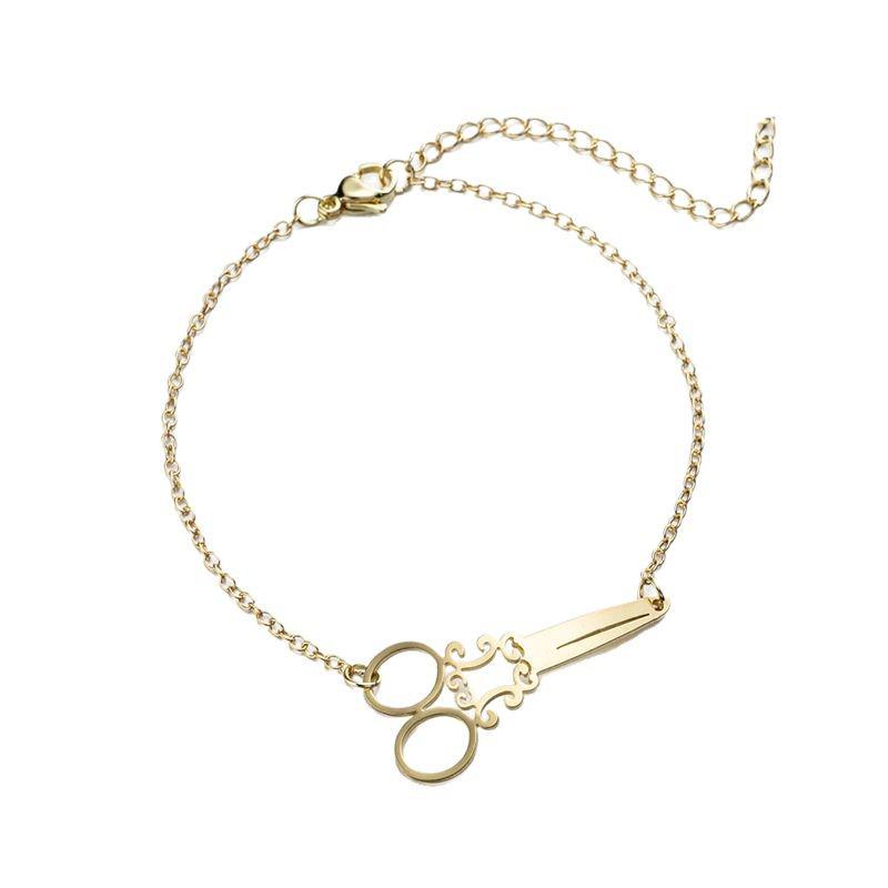 Stainless Steel Scissor Pendant Bracelet in Gothic Punk Style for Men and Women