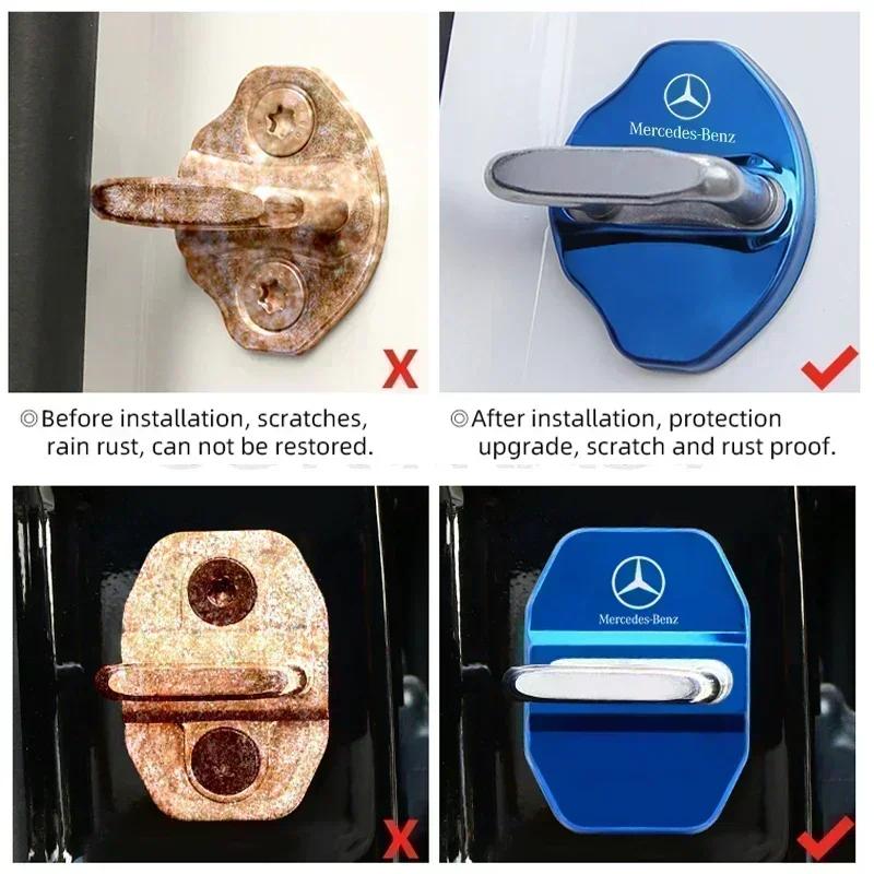 ZPU1 4PCS Car Door Lock cover Protect Buckle Cover Latch Stop Anti Rust Car Accessories For Mercedes Benz W211 W210 W213 W203 W205