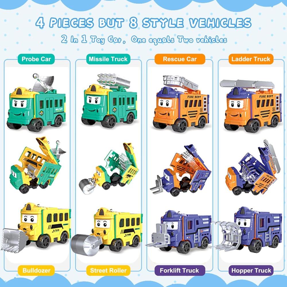 Flip Racers Transformable Cars for Kids Funny Toy Vehicle for Toddlers Pull Back Trucks Christmas Birthday Gifts for Boy Girl