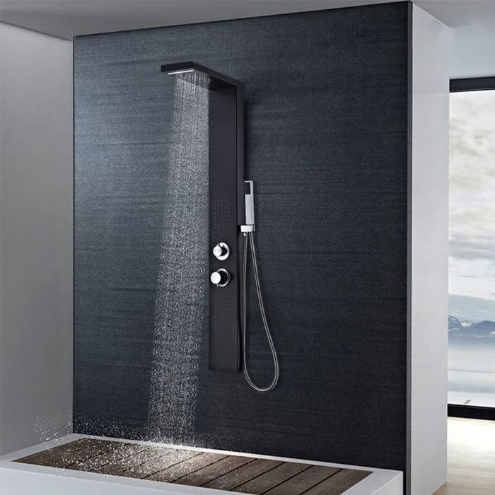 VidaXL Système de panneau de douche Aluminium Mat Noir