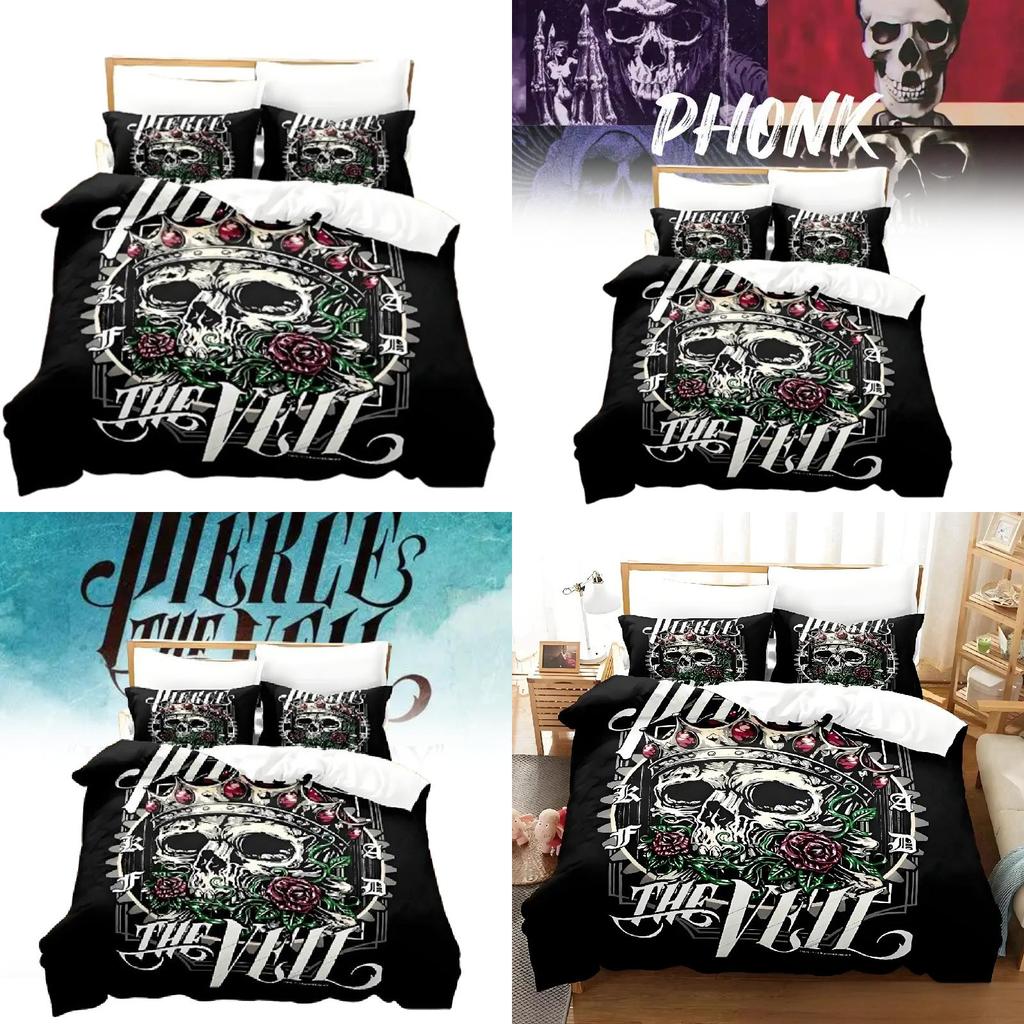 Pierce The Veil Album Cover Digital Print 3piece Bed Set With Reactive Dyeing Modern Minimalist For Home Bedroom Decor