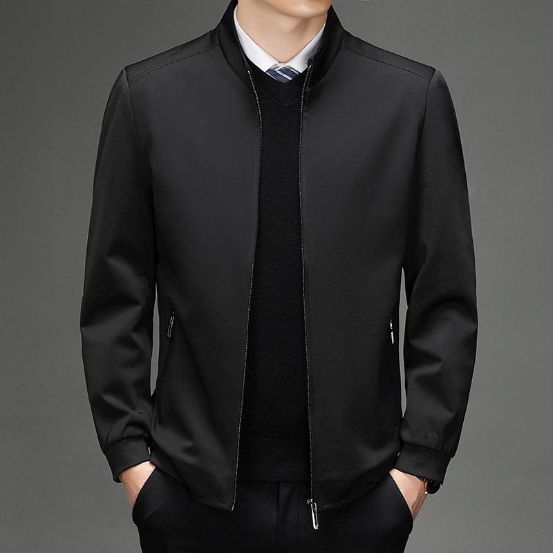 

Middle-Aged Men s Stand Collar Velvet-Lined Jacket - Stylish, Versatile & Warm for Autumn/Winter 3XL (suggested for 180-200 jin) чорний