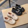Girls Flat Shoes Round Toes Soft Sole Kids Princess Shoes Lace Simple Bow 2025 Spring Autumn Girls Leather Shoes Non-slip Ins