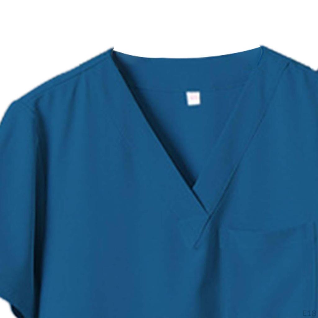 Herren Damen Scrub Set Krankenschwester Kostüm mit Taschen V-Ausschnitt T-Shirt Atmungsaktives Oberteil Jogginghose Uniform
