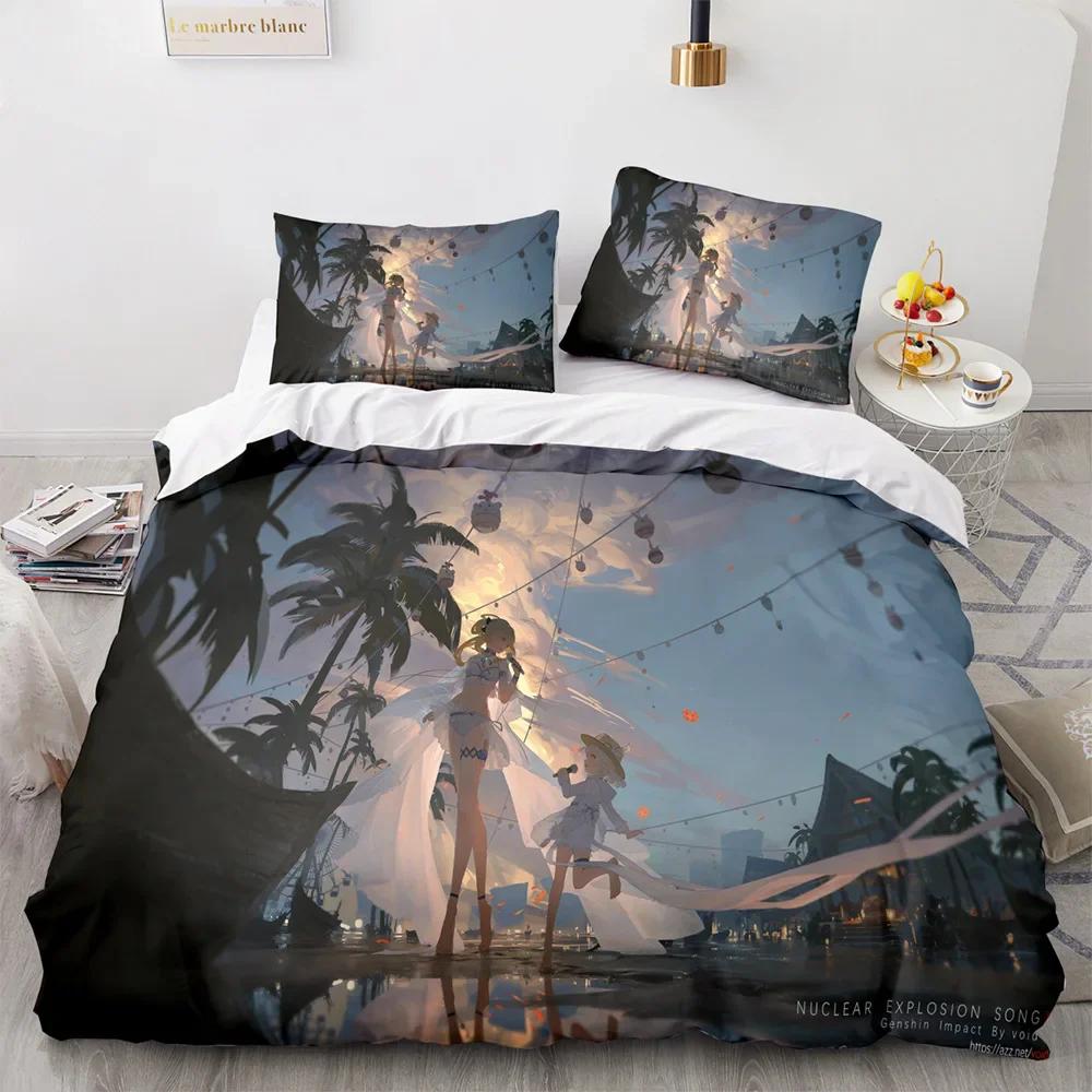 3D Print Anime Game Genshin Impact Comforter Bedding Sets Quilt Bed Cover Duvetcover Pillow Case 2-3 Pieces Sets Kids Adult Size